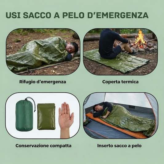 Sacco a pelo di emergenza beSAFE | Coperta termica di sopravvivenza