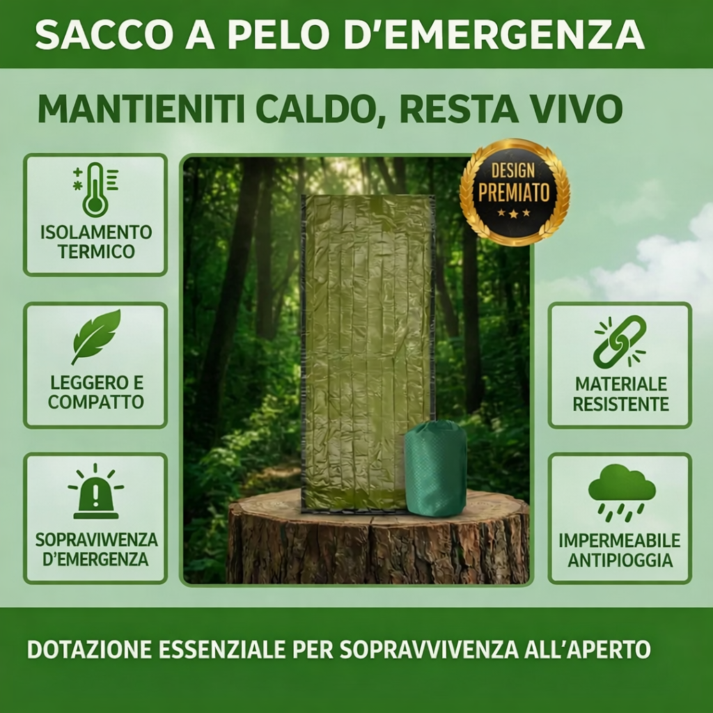 Sacco a pelo di emergenza beSAFE | Coperta termica di sopravvivenza