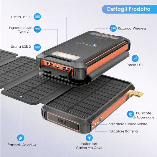 Power Bank Solare ad Alta Capacità